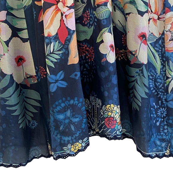 Johnny Was Annia Printed Silk V-Neck Kimono Sleeve Midi Dress Sz XL - Picture 8 of 16